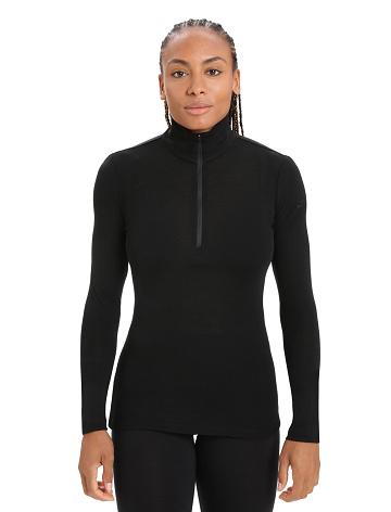 Black Icebreaker Merino 175 Everyday Long Sleeve Half Zip Thermal Top Women's Base Layers | AU 1863FDNM